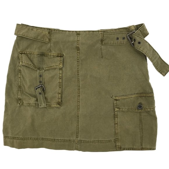 Free People Dresses & Skirts - Free People Womens Army Green Cargo Side Zipper Pockets Mini Skirt Size M